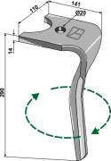 Kreiseleggenzinken, rechte Ausführung, L=290 mm, für Kuhn - More 1