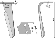Kreiseleggenzinken, linke Ausführung, L=270 mm, für Kuhn - More 1