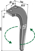 Kreiseleggenzinken, linke Ausführung, L=280 mm, für Rabe - More 1