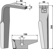 Kreiseleggenzinken, linke Ausführung, L=300 mm, für Amazone - More 1