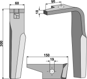 Kreiseleggenzinken, rechte Ausführung, L=300 mm, für Amazone - More 1