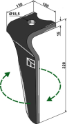Kreiseleggenzinken, rechte Ausführung, L=320 mm, für Kverneland - More 1