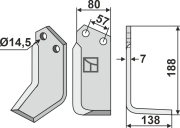 Fräsmesser, rechte Ausführung, L= 188 mm, für Krone - More 1