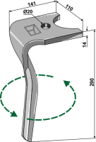 Kreiseleggenzinken, linke Ausführung, L=290 mm, für Kuhn