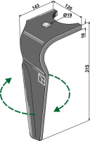 Kreiseleggenzinken, rechte Ausführung, L=315 mm, für Kuhn