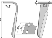 Kreiseleggenzinken, rechte Ausführung, L=270 mm, für Kuhn