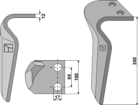 Kreiseleggenzinken, rechte Ausführung, L=300 mm, für Maschio, Gaspardo, Ortolan, Vogel & Noot, Alpego, Sovema, Tortella, Vigolo, Breviglieri