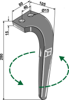 Kreiseleggenzinken, linke Ausführung, L=280 mm, für Rabe
