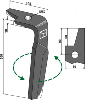 Kreiseleggenzinken, linke Ausführung, L=300 mm, für Amazone
