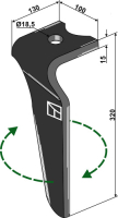 Kreiseleggenzinken, rechte Ausführung, L=320 mm, für Kverneland