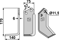 Fräsmesser, linke Ausführung, L= 170 mm, für Howard