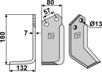 Fräsmesser, linke Ausführung, L= 180 mm, für Agricom, Howard