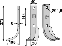 Fräsmesser, linke Ausführung, L= 273 mm, für Howard