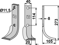 Fräsmesser, rechte Ausführung, L= 273 mm, für Howard