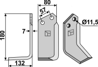 Fräsmesser, linke Ausführung, L= 180 mm, für Howard