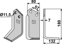 Fräsmesser, rechte Ausführung, L= 180 mm, für Howard