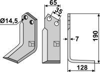 Fräsmesser, rechte Ausführung, L= 190 mm, für Krone