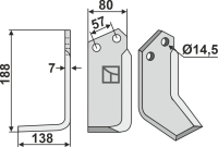 Fräsmesser, linke Ausführung, L= 188 mm, für Krone