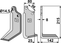 Fräsmesser, rechte Ausführung, L= 215 mm, für  Gaspardo, Maschio