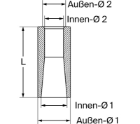 Einschweißbuchse L= 120 mm, Konus= 44 auf 32 mm