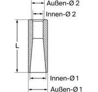 Welding bush L= 165 mm, cone= 50 to 32 mm