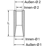 Welding bush L= 110 mm, cone= 36 to 25 mm