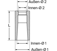 Welding bush L= 110 mm, cone= 42 to 34 mm