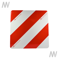 Warning sign, double-sided, 423 x 423 mm, pointing left