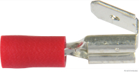 Plug distributor, flat plug sleeve, partially insulated, red, 6.3 mm, for 0.5-1.0 mm² (50 pieces)
