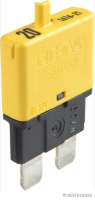 Circuit breaker, yellow, w/ Reset button, up to 32V/20A