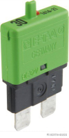 Circuit breaker, green, w/ Reset button, up to 32V/30A