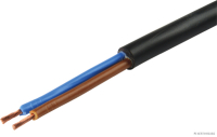 Hose cable, PVC, black, 2-core, H05VV-F, 2x0.75 mm² (50 m)