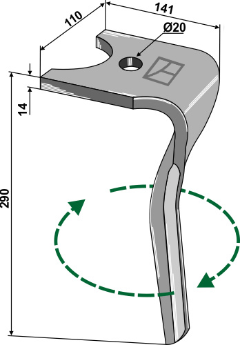 Kreiseleggenzinken, rechte Ausführung, L=290 mm, für Kuhn - Detail 1