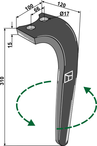 Kreiseleggenzinken, linke Ausführung, L=310 mm, für Emy-Elenfer, Rabe, Sauerburger, Aio - Detail 1