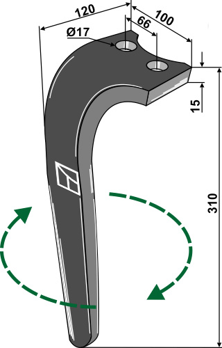 Kreiseleggenzinken, rechte Ausführung, L=310 mm, für Emy-Elenfer, Rabe, Sauerburger, Aio - Detail 1