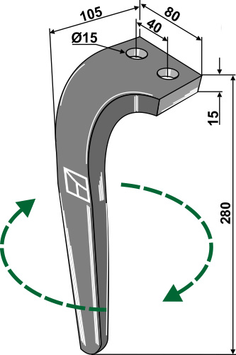 Kreiseleggenzinken, rechte Ausführung, L=280 mm, für Rabe - Detail 1