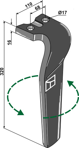Kreiseleggenzinken, linke Ausführung, L=320 mm, für Kuhn - Detail 1