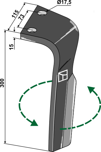 Kreiseleggenzinken, linke Ausführung, L=300 mm, für Lemken - Detail 1