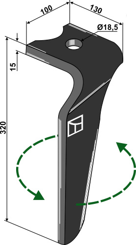 Kreiseleggenzinken, linke Ausführung, L=320 mm, für Kverneland - Detail 1