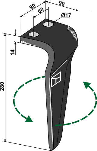 Kreiseleggenzinken, linke Ausführung, L=280 mm, für Maschio, Gaspardo - Detail 1
