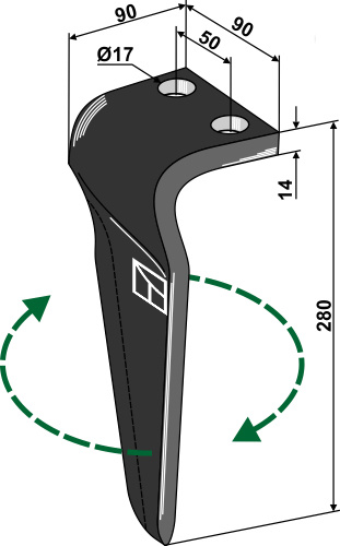 Kreiseleggenzinken, rechte Ausführung, L=280 mm, für Maschio, Gaspardo - Detail 1