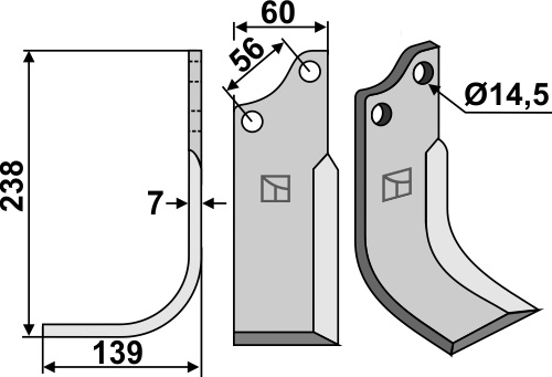 Fräsmesser, linke Ausführung, L= 238 mm, für Baroni - Detail 1