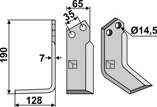Fräsmesser, linke Ausführung, L= 190 mm, für Krone - Detail 1