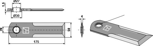 Strohhäcksler-Messer, für Claas, glatt, VPE: 1 - Detail 1