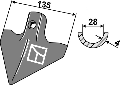 Hackschar 135 x 4 mm, für Kongskilde, Thyregod - Detail 1