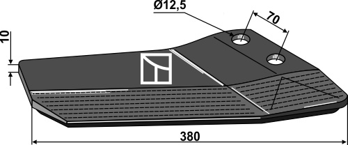 Ersatzflügel - Hartmetall beschichtet - unterseitig - rechts, für Howard, Kongskilde, Amazone, BBG, Lemken Smaragd - Detail 1