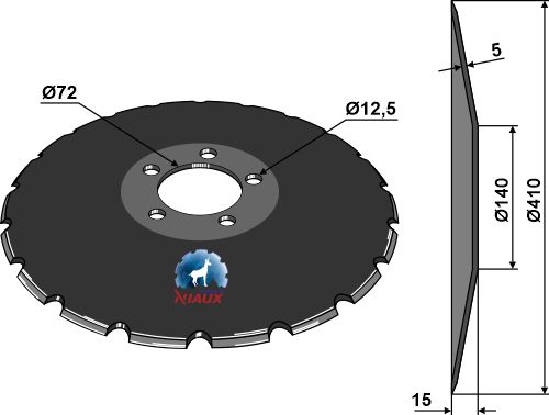 Säscheibe Ø410 x 5 mm, für Väderstad, Accord, Kverneland - Detail 1