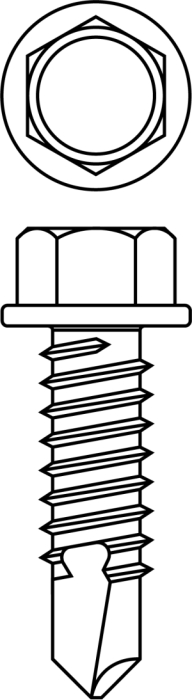 Bohrschraube mit Sechskantkopf und angepresster Scheibe 4,8 x 100 DIN 7504 K - Detail 1