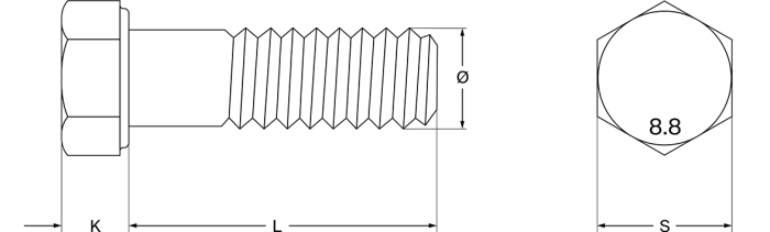 Sechskantschraube mit Schaft M16x220 DIN 931 - Detail 1