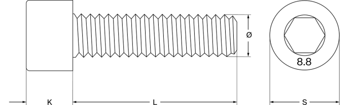 Hexagon socket cheese head screw, M10x45, DIN 912 / ISO 4762 - Detail 1